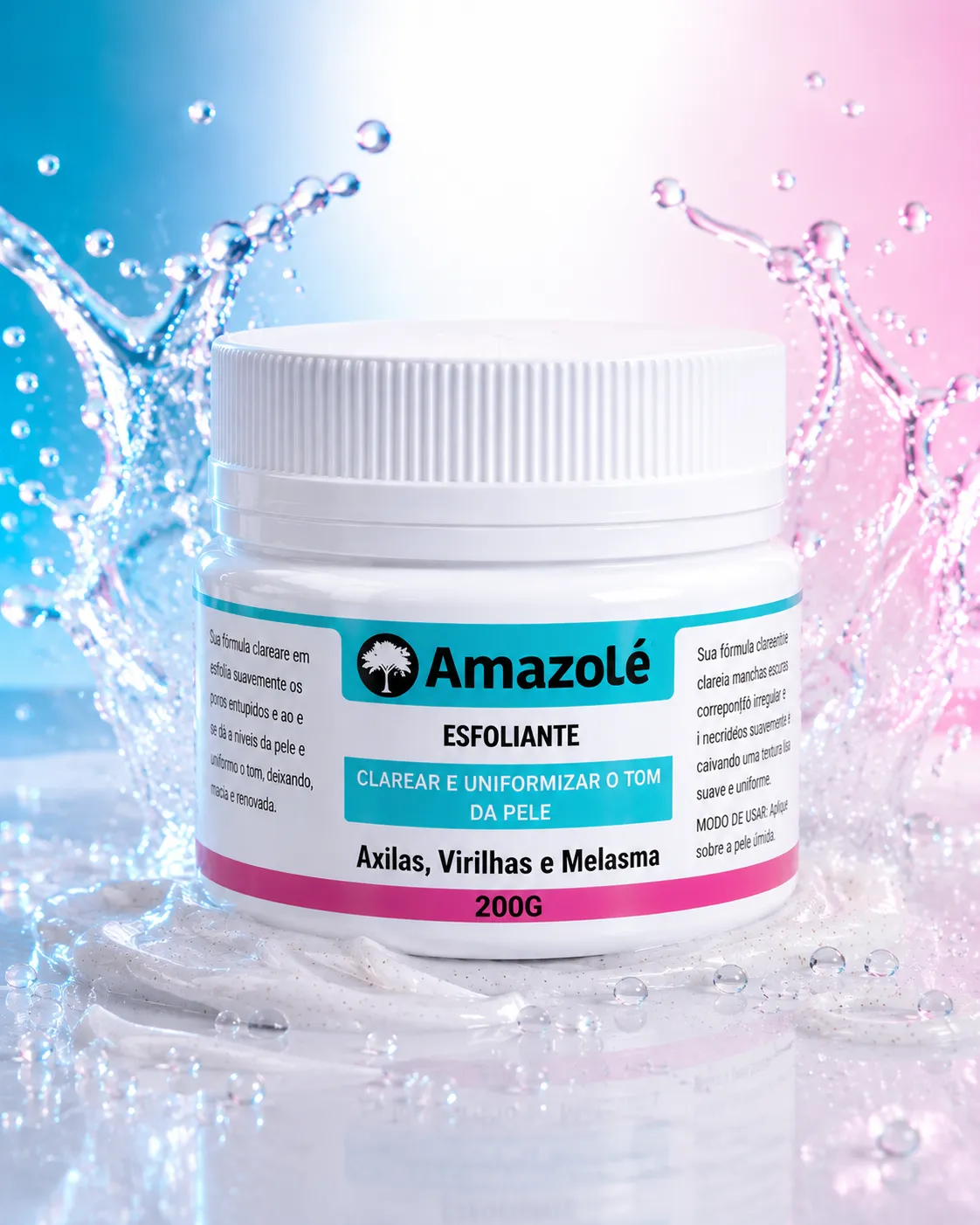 Esfoliante Amazolé 200g com água e textura esfoliante
